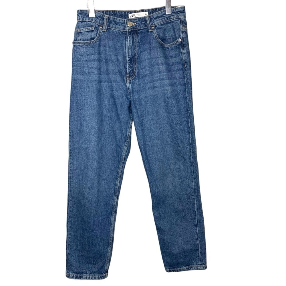 Zara High Rise Blue Jeans Sz 8 Modern Med Wash Denim